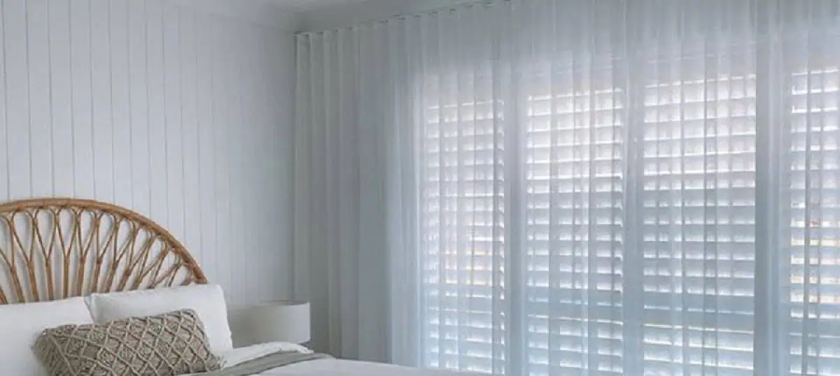 Plantation Shutters with curtains